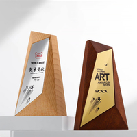 Trophée en bois personnalisé, récompense sportive d'entreprise, prix doré biseauté, logo gravé au laser, certificat, souvenir, cadeau