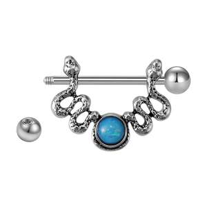 Piercing <span class=keywords><strong>de</strong></span> Pezón Tipo Serpiente, Barra Roscada Azul, Anillos para el Pecho, Joyería <span class=keywords><strong>de</strong></span> Acero Inoxidable para Piercing Corporal - Product Image 5