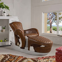 Fauteuil Selle Contemporain Inclinable en Cuir Véritable Personnalisé avec Repose-Pieds pour Salon, Chambre et Détente à Domicile