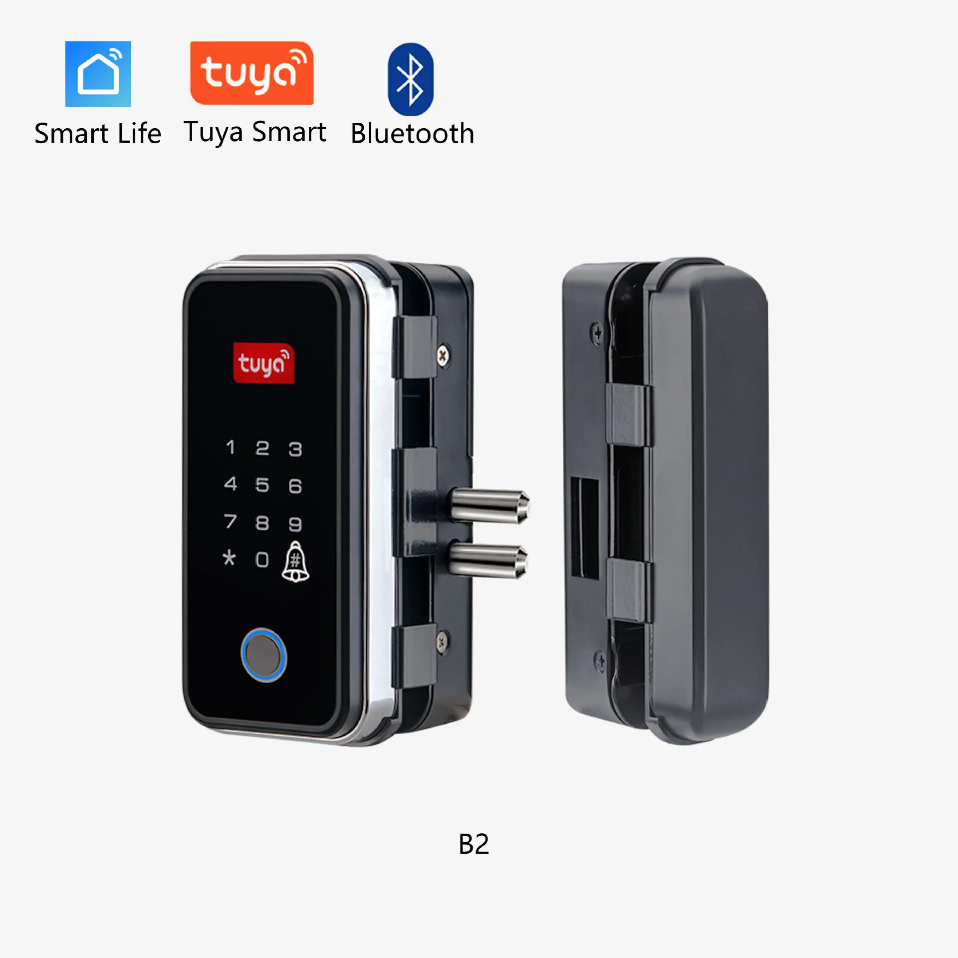 JBLYU Tuya kunci pintu cerdas, kunci pintu kaca Blu sidik jari pintar dengan kontrol aplikasi