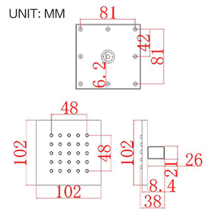 Cabezal de Ducha Cuadrado JN001C Cromado con Masaje y Rociador Lateral para Baño - Product Image 1