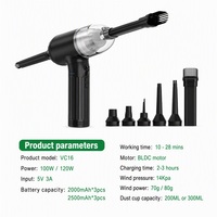 Aspirateur de voiture sans fil portatif à batterie USB haute puissance avec lumière LED, filtre HEPA et moteur sans balais