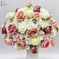 Bola Bunga Mawar Hydrangea Sutra Buatan Warna Pink Muda Putih Modern Mewah 40cm Set Dekorasi Bunga untuk Hotel, Pernikahan, dan Pesta