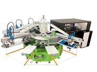 Imprimante DTG directe 4 têtes I3200 hybride numérique avec machine d'impression sérigraphique automatique 6 couleurs 16 stations pour tissus et vêtements