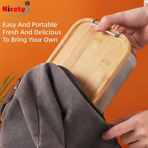 Tùy Chỉnh 304 Thép Không Gỉ Nắp Tre Bento Hộp Ăn Trưa Tái Sử Dụng Heatable <span class=keywords><strong>Container</strong></span> Thực Phẩm Với Độ Tươi Bảo Quản Cho Trẻ Em - Product Image 5