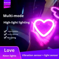 Lumière d'ambiance triangulaire solaire pour voiture, universelle, adaptable à tous les véhicules, en forme de cœur, modification intérieure, lumière néon, 5V USB