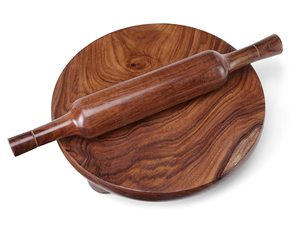 Rouleau à pâtisserie et planche en bois, fabriqués en bois de Sheesham, rouleau à pâtisserie de qualité supérieure (14 pouces), planche à pâtisserie (12 pouces de diamètre) - Product Image 1
