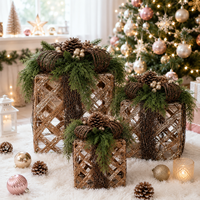 Articles de Noël en promotion : Nouvelle boîte décorative en rotin de haute qualité avec ensemble lumineux pour la décoration de Noël à domicile (Fournisseur)