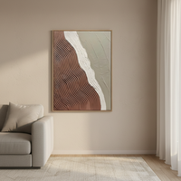 Peinture à l'huile abstraite moderne peinte à la main sur toile, lavable, avec cadre, texture épaisse, couleurs blanc et marron, taille personnalisable