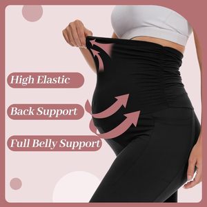 Leggings <span class=keywords><strong>de</strong></span> yoga et <span class=keywords><strong>de</strong></span> sport pour femme enceinte, taille haute, respirants, coupe ajustée, motif uni, épais, pour l'hiver, décontractés - Product Image 3