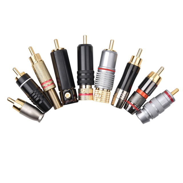 RCA Male Connector Screw Locking Phono Plug Gold Plated Audio Video Connector for Mixer Amplifier AV System