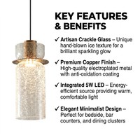 Lampe suspendue LED cylindrique double couche en verre craquelé et métal, finition laiton, pour îlot de cuisine, bar, chambre, luminaires décoratifs d'intérieur