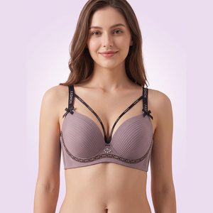 <span class=keywords><strong>Reggiseno</strong></span> senza cuciture viola all'ingrosso, a coppa 3/4, <span class=keywords><strong>balconette</strong></span> push-up con spalline a righe, <span class=keywords><strong>reggiseno</strong></span> contenitivo da donna per uso quotidiano - Product Image 1