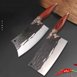 Ensemble de couteaux de cuisine trois pièces en acier forgé 5CR15 Couteau de chef à double usage pour femme en bois de santal rouge rétro avec manche en bois de <span class=keywords><strong>boucher</strong></span> - Product Image 2