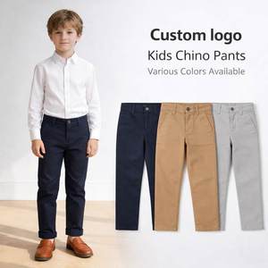 Pantalon <span class=keywords><strong>chino</strong></span> <span class=keywords><strong>slim</strong></span> fit pour garçons avec logo personnalisé, pantalon décontracté en coton pour enfants, pantalon habillé pour garçons OEM - Product Image 1