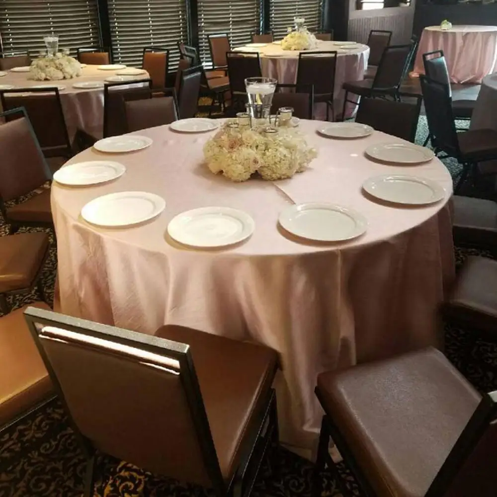 Toalhas de mesa para casamento, venda no atacado de champanhe azul e branco de cetim liso 132 redondo personalizado