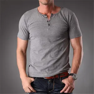 T-shirt col en v pour hommes, slim, blanc, vente en gros, 2016