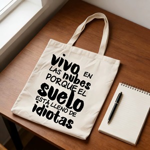<span class=keywords><strong>Bolsa</strong></span> <span class=keywords><strong>de</strong></span> lona con cita en español, estampado <span class=keywords><strong>de</strong></span> "Vivo En Las Nubes", <span class=keywords><strong>bolsa</strong></span> <span class=keywords><strong>de</strong></span> hombro sarcástica y humorística - Product Image 3