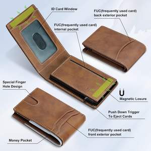 <span class=keywords><strong>ADELE</strong></span>, billetera inteligente RFID delgada para hombre, bolsillo frontal minimalista con cierre de cremallera, forro de poliéster, cierre de cremallera, regalo para hombres - Product Image 3