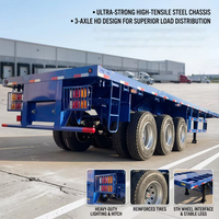 Semi-remorque à plateau plat en acier Dingtu à trois essieux de 40 pieds, capacité de charge lourde >30000 kg, transport de conteneurs ISO, transport de marchandises transfrontalier