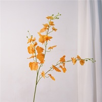 Fleur en soie Orchidée Danseuse à toucher doux et hydratant, à longues tiges, pour décoration intérieure, hall d'hôtel, sur pied, imprimée en 3D, faite à la main