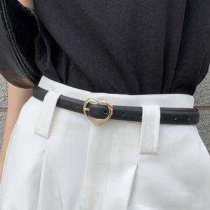 Cinturón de cuero de cintura delgada para mujer con hebilla de aleación de metal informal para pantalones vaqueros vestidos - Product Image 1