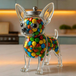 Cute <b>Dog</b> Themed Glass Snack <b>Jar</b> Food Storage Container Snack Container With Lid For Kitchen Design For <b>Dog</b> <b>Treat</b> Snack Canister - Product Image 3