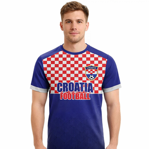 Maillot d'entraînement de football de <span class=keywords><strong>Croatie</strong></span> pour hommes, t-shirt à coupe classique, respirant, manches courtes, impression personnalisée du drapeau, sublimation, haut de sport de football - Product Image 1