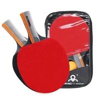 Fabricants portables Ensemble de raquettes de tennis de table Ping-pong en bois bon marché avec de longs boutons en caoutchouc