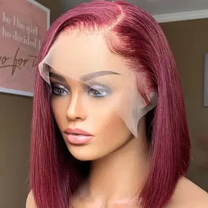 8 10 12 14 Inch Customized Color Grey Ginger Red Orange Pink Purple Cut Bob Wigs Transparent Hd Lace Front Bob Wigs