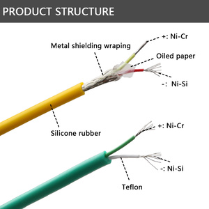 Câble de compensation de type N, thermocouple haute température, fil torsadé 2 conducteurs, gaine en silicone, isolant FEP, ligne blindée IP65 - Product Image 4