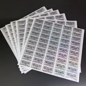 Kustom Tahan Air Kode Batang Label Anti-pemalsuan PVC Stiker Vinil Label Perekat Diri Nomor Seri Kustom Stiker Keamanan
