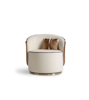 Sillón FENDY de cuero de diseñador, sofá individual, sillón giratorio de lujo elegante redondo para sala de estar