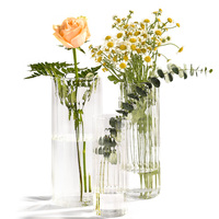 Vase Cylindrique Artistique en Verre Transparent, Décoration Traditionnelle pour la Maison, Centre de Table de Mariage, Vase à Fleurs en Verre