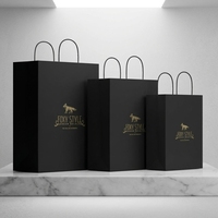 Sac en papier d'art de luxe de marque avec pelliculage mat et logo doré pour vêtements de mode haut de gamme