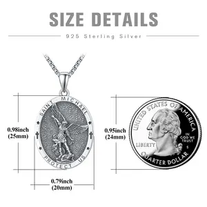 قلادة للرجال من الفضة الإسترليني 925 للبيع بالجملة من St Michael Christopher Jesus Cross Virgin Mary