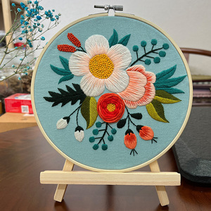 Juego de bordado de punto de cruz personalizado DIY, conjunto de costura de patrones de flores con aro de bordado, manualidades hechas a mano, regalo de costura - Product Image 5