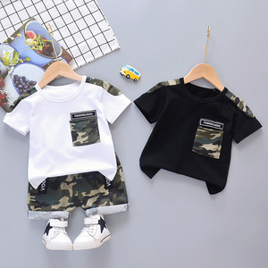 Ensemble chemise et short camouflage pour enfants de deux ans, vêtements pour bébés garçons, été - Product Image 3