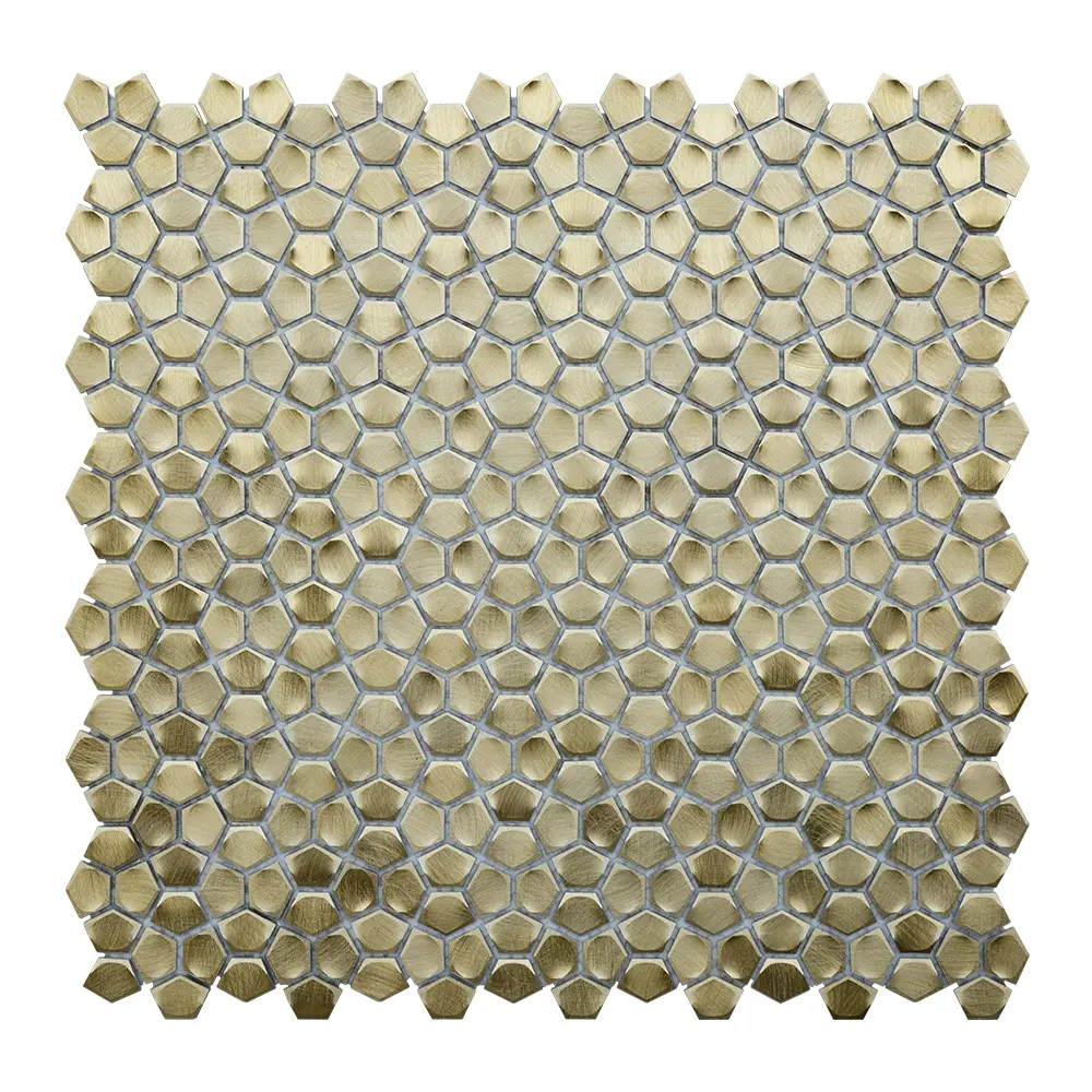 Золотая цельная алюминиевая металлическая мозаичная плитка для украшения стен