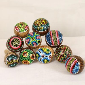Instrument à percussion - Hochet Makala - Motif de tambourin en bois - Un ensemble de deux - Instrument de musique pour enfants - Jouet pour poupée - Cadeau - Product Image 2