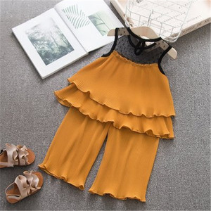 Vêtements pour filles, pantalon large et haut pour enfants, 90% coton, 10% polyester, t-shirt avec logo, ensemble boutique - Product Image 6