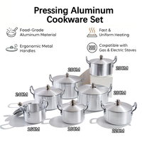 En gros, Batterie de cuisine en aluminium 14 pièces, comprenant une marmite à soupe et des casseroles épaissies, pour cuisine et restaurant