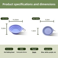 Bol pliable en silicone pour animaux de compagnie, bol d'eau portable pour chien et chat avec mousqueton, pour les voyages en plein air, le camping, les fournitures pour animaux de compagnie
