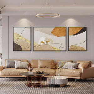 Salon canapé fond tenture murale peinture abstraite Texture lumière luxe haut de gamme atmosphère Triple suspension peinture - Product Image 1