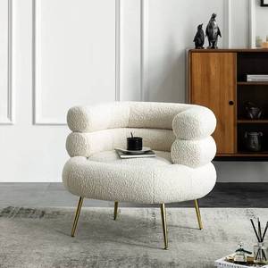 Modern Luxury Living Room Leisure <b>Chair</b> with Lamb Hair Fabric Simple <b>Single</b> <b>Sofa</b> Design Stainless Steel Legs for Hotels - Product Image 6