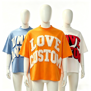 T-Shirt a Maniche Corte con Design Semplice e Stampa Floccata, Magliette con Ricamo in Ciniglia 3D - Product Image 3