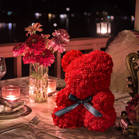 Teddy Rozenbeer 25cm Kunstbloemen Rozenbeer met Doosje Licht Moeder Vriendin Huwelijksverjaardag Verjaardag Valentijnsdag Cadeau
