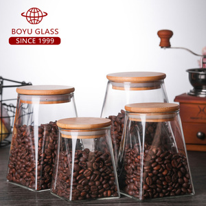 Barattolo di <span class=keywords><strong>vetro</strong></span> <span class=keywords><strong>borosilicato</strong></span> trasparente con coperchio di bambù naturale a tenuta d'aria per la conservazione e la conservazione degli alimenti - Product Image 2