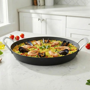 Sartén <span class=keywords><strong>para</strong></span> Paella de Acero al Carbono de 14 Pulgadas/35 cm, Diseño Exclusivo de Fábrica, Antiadherente Natural, Compatible con Inducción - Product Image 2