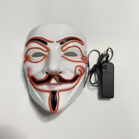 Masque d'Halloween Vendetta Masques faciaux amusants en PVC lumineux à LED Masque effrayant EL Wire Clignotant Party avec EL Wire